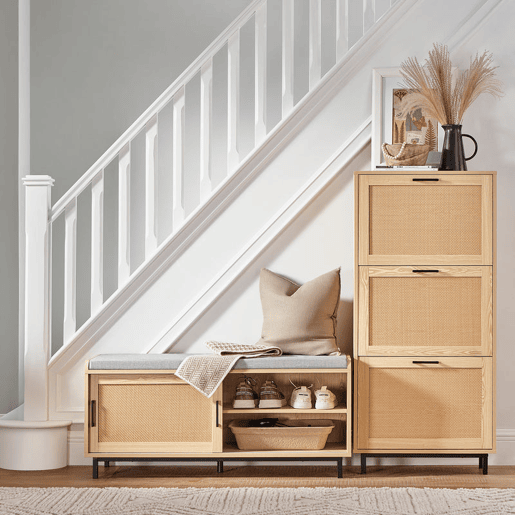 SoBuy FSR154-N Banco para arrumação de sapatos com 2 portas 110 x 40 x 49 cm