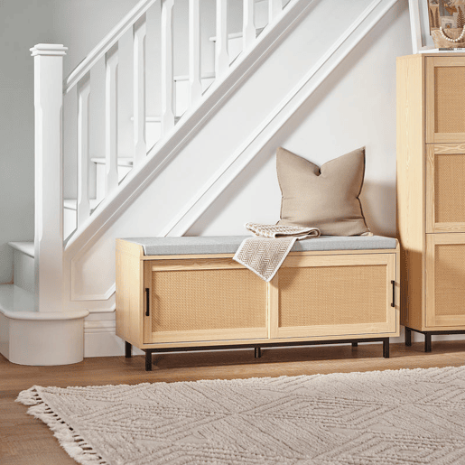 SoBuy FSR154-N Banco para arrumação de sapatos com 2 portas 110 x 40 x 49 cm