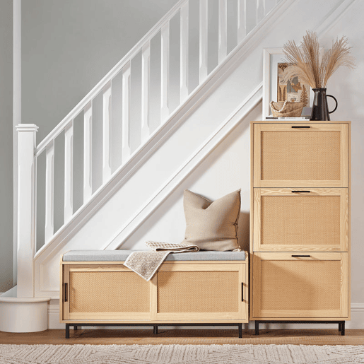 SoBuy FSR154-N Banco para arrumação de sapatos com 2 portas 110 x 40 x 49 cm