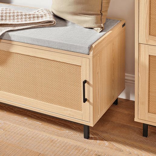 SoBuy FSR154-N Banco para arrumação de sapatos com 2 portas 110 x 40 x 49 cm