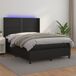 Cama box spring colchón y LED cuero sintético - Liso con clavos 140x190 Cama box spring colchón y LED cuero sintético - Liso con clavos 140x190 Negro