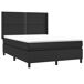 Cama box spring colchón y LED cuero sintético - Liso con clavos 140x190 Cama box spring colchón y LED cuero sintético - Liso con clavos 140x190 Negro