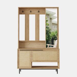 Roupeiros OCEAN, de cor bege claro, num estilo moderno, medindo 178x112x36 cm, com 2 portas e 3 prateleiras