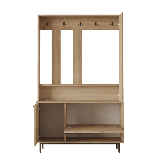 Roupeiros OCEAN, de cor bege claro, num estilo moderno, medindo 178x112x36 cm, com 2 portas e 3 prateleiras
