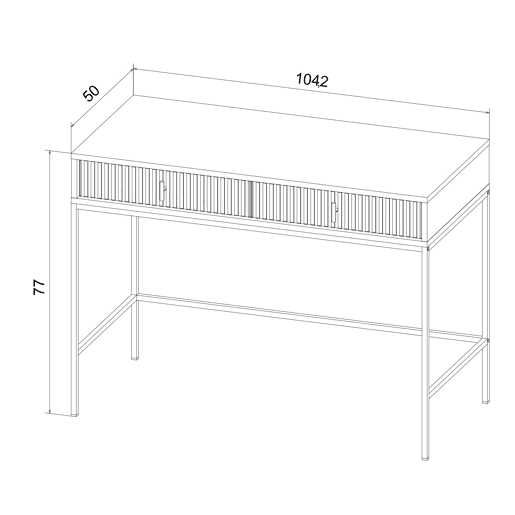 A mesa de consola MAGGIORE apresenta num estilo moderno. Mede 77x104x50 cm e inclui 2 gavetas.