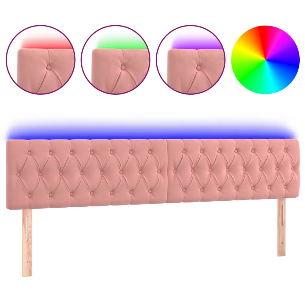 Cabecero con LED de terciopelo 200 Rosa