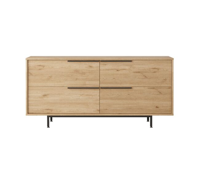 Consola ocean, estilo moderno, medidas 74x160x45 cm, con 4 puertas y 4 estantes
