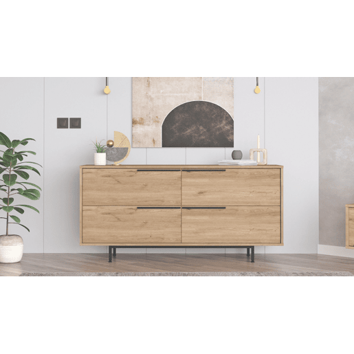 Mesa de consola OCEAN, num estilo moderno, com 74x160x45 cm, 4 portas e 4 prateleiras