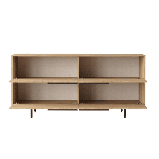 Mesa de consola OCEAN, num estilo moderno, com 74x160x45 cm, 4 portas e 4 prateleiras