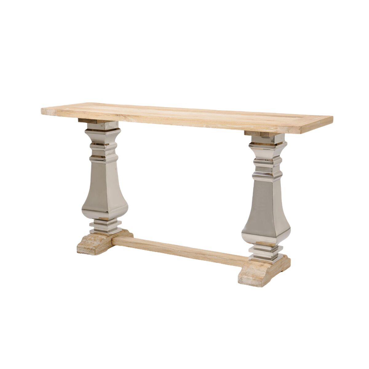 Consola glamour, color madera natural, estilo glamour, medidas 85x160x45 cm