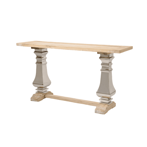 Mesa de consola GLAMOUR, em cor de madeira natural, estilo glamoroso, com 85x160x45 cm
