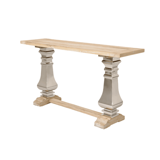 Mesa de consola GLAMOUR, em cor de madeira natural, estilo glamoroso, com 85x160x45 cm