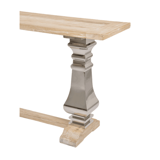 Mesa de consola GLAMOUR, em cor de madeira natural, estilo glamoroso, com 85x160x45 cm
