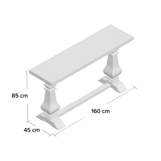 Mesa de consola GLAMOUR, em cor de madeira natural, estilo glamoroso, com 85x160x45 cm