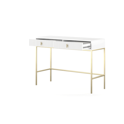 A mesa de consola MAGGIORE apresenta num estilo moderno. Mede 77x104x50 cm e inclui 2 gavetas.