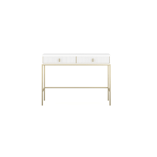 A mesa de consola MAGGIORE apresenta num estilo moderno. Mede 77x104x50 cm e inclui 2 gavetas.