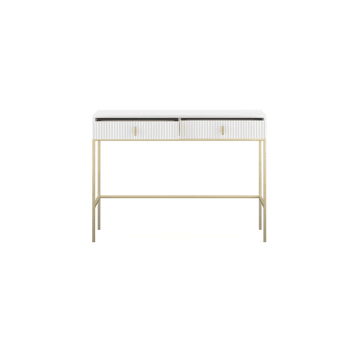 A mesa de consola MAGGIORE apresenta num estilo moderno. Mede 77x104x50 cm e inclui 2 gavetas.