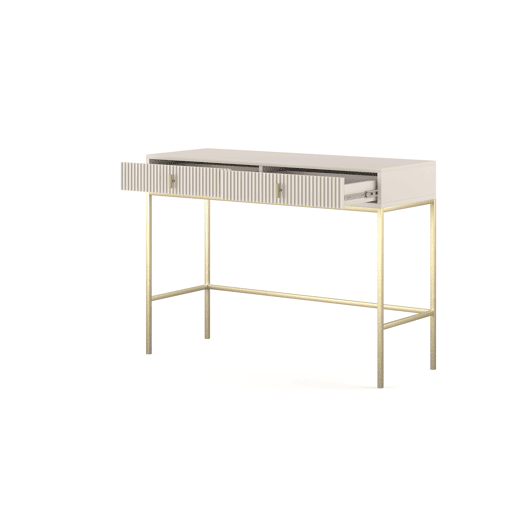 A mesa de consola MAGGIORE apresenta num estilo moderno. Mede 77x104x50 cm e inclui 2 gavetas.