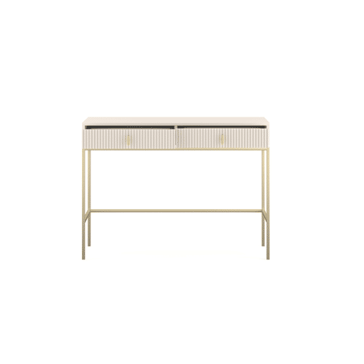 A mesa de consola MAGGIORE apresenta num estilo moderno. Mede 77x104x50 cm e inclui 2 gavetas.