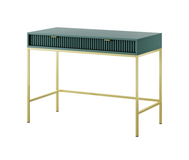 La consola avon y tiene un estilo retro. mide 77x104x50 cm e incluye 2 cajones.