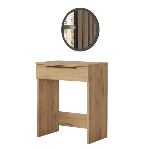 Mesa de consola LOREL, em madeira natural, estilo moderno, com 75x60x37 cm e 1 gaveta
