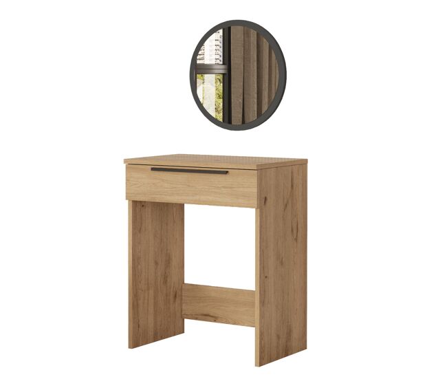 Consola lorel, de color madera natural, de estilo moderno, mide 75x60x37 cm y tiene 1 cajón
