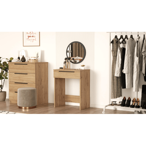 Mesa de consola LOREL, em madeira natural, estilo moderno, com 75x60x37 cm e 1 gaveta