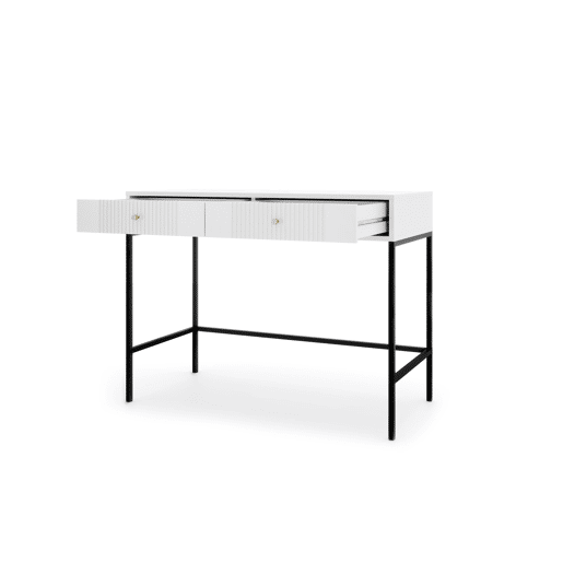 A mesa de consola ISEO apresenta num estilo moderno. Mede 79x104x50 cm e inclui 2 gavetas.