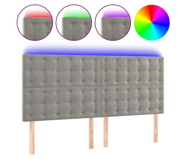 Cabecero con luces LED terciopelo 200