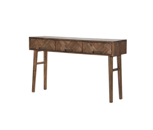 Consola ashton, de color marrón, de estilo retro, mide 80x140x35 cm y tiene 3 cajones