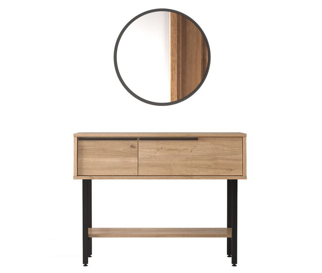 Consola ocean, estilo moderno, medidas 76x100x30 cm, 2 puertas y 2 estantes