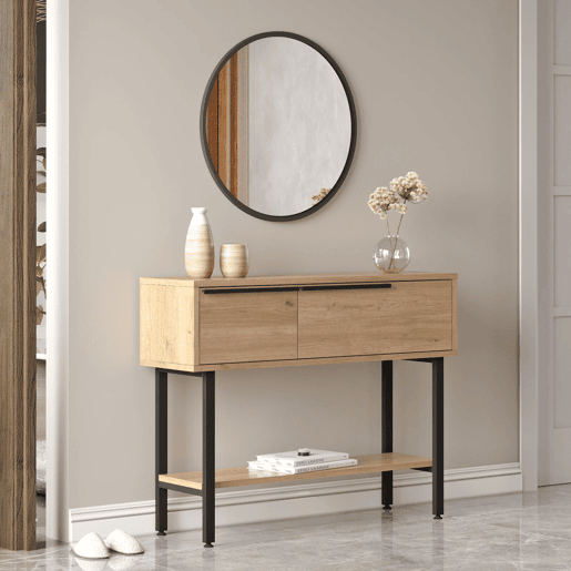 Mesa de consola OCEAN, num estilo moderno, com 76x100x30 cm, 2 portas e 3 prateleiras