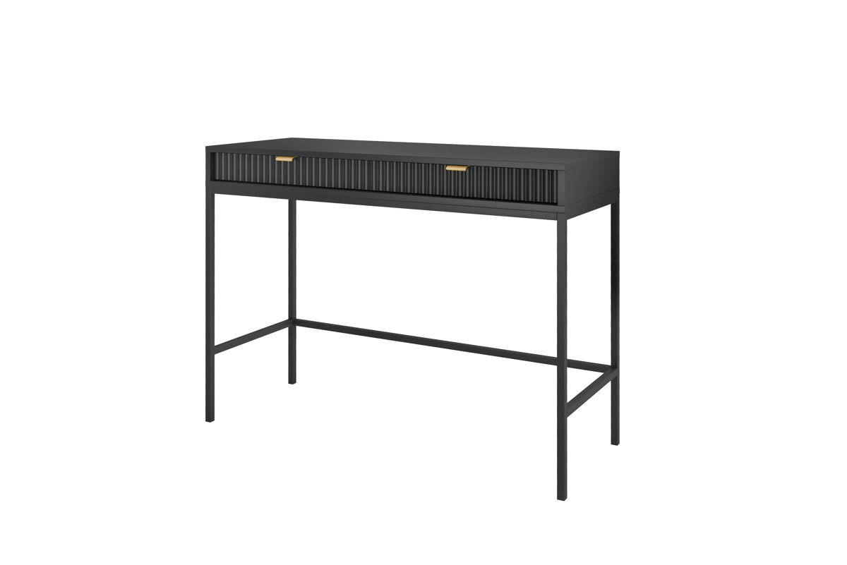 La consola avon y tiene un estilo retro. mide 77x104x50 cm e incluye 2 cajones.