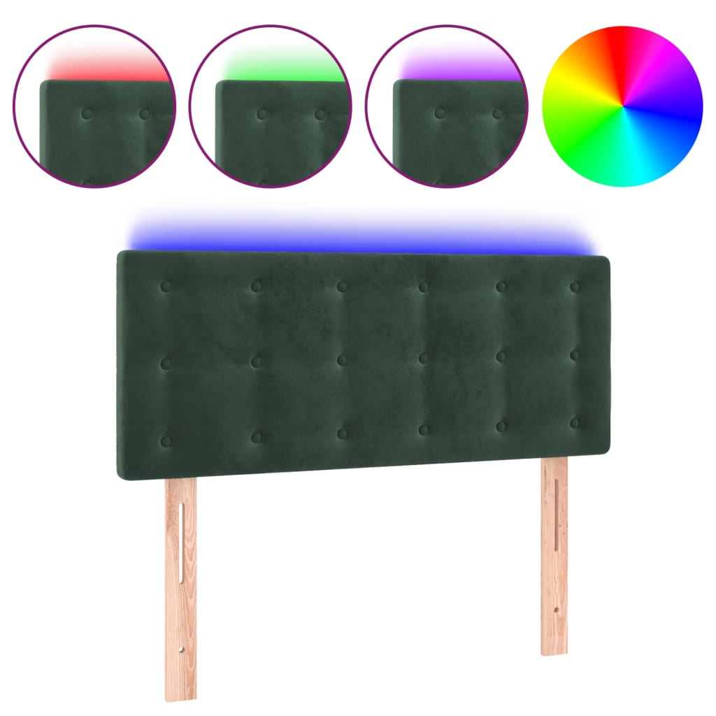 Cabecero con LED de terciopelo 80 Verde Oscuro