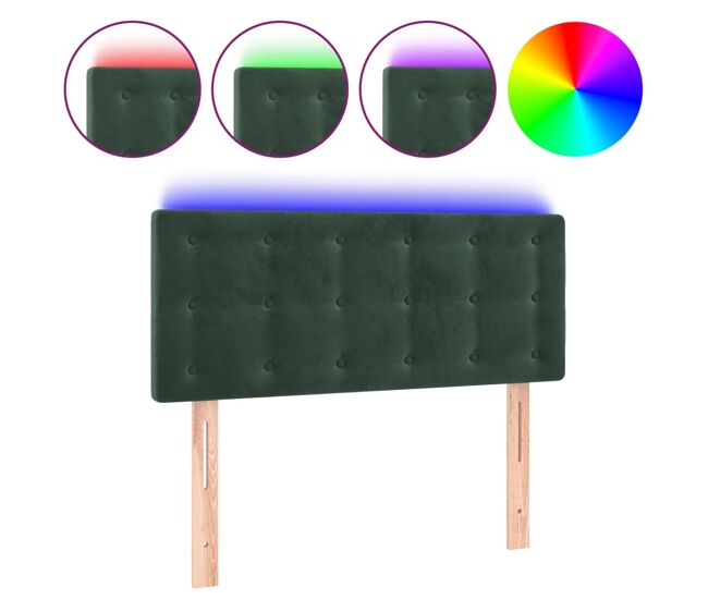 Cabecero con led de terciopelo verde oscuro 80x5x78/88 cm