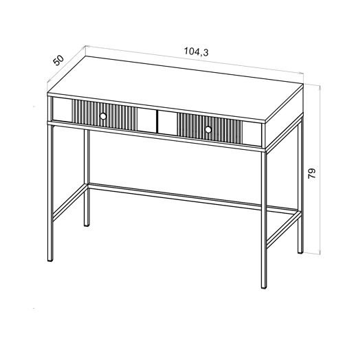 A mesa de consola ISEO apresenta num estilo moderno. Mede 79x104x50 cm e inclui 2 gavetas.