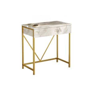 Mesa de consola VOYAGE, de cor cinzenta e dourada, com um estilo moderno, mede 75x72x40 cm e tem 1 gaveta