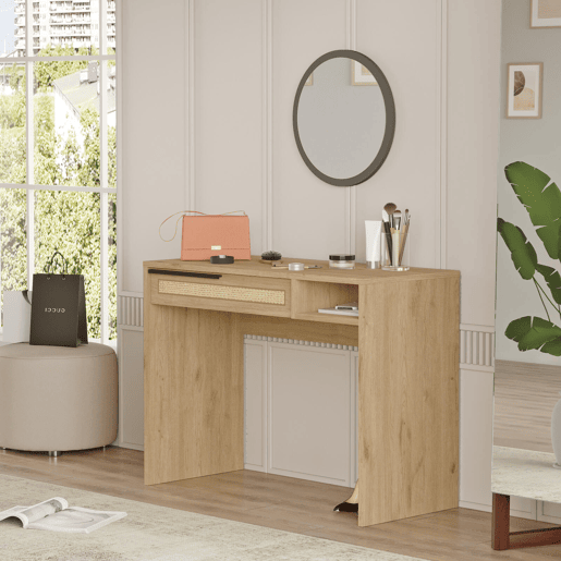 Mesa de consola OCEAN num estilo moderno, com 75x100x45 cm, com 1 gaveta e 1 prateleira