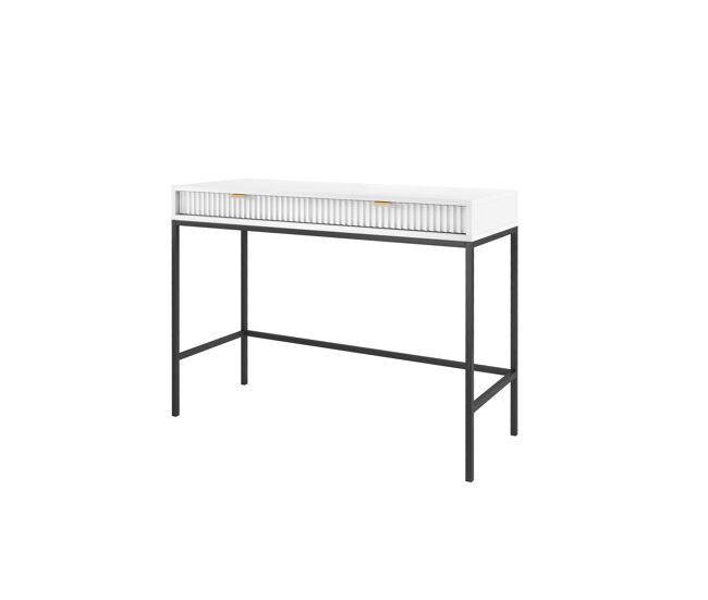 La consola avon y tiene un estilo retro. mide 77x104x50 cm e incluye 2 cajones.