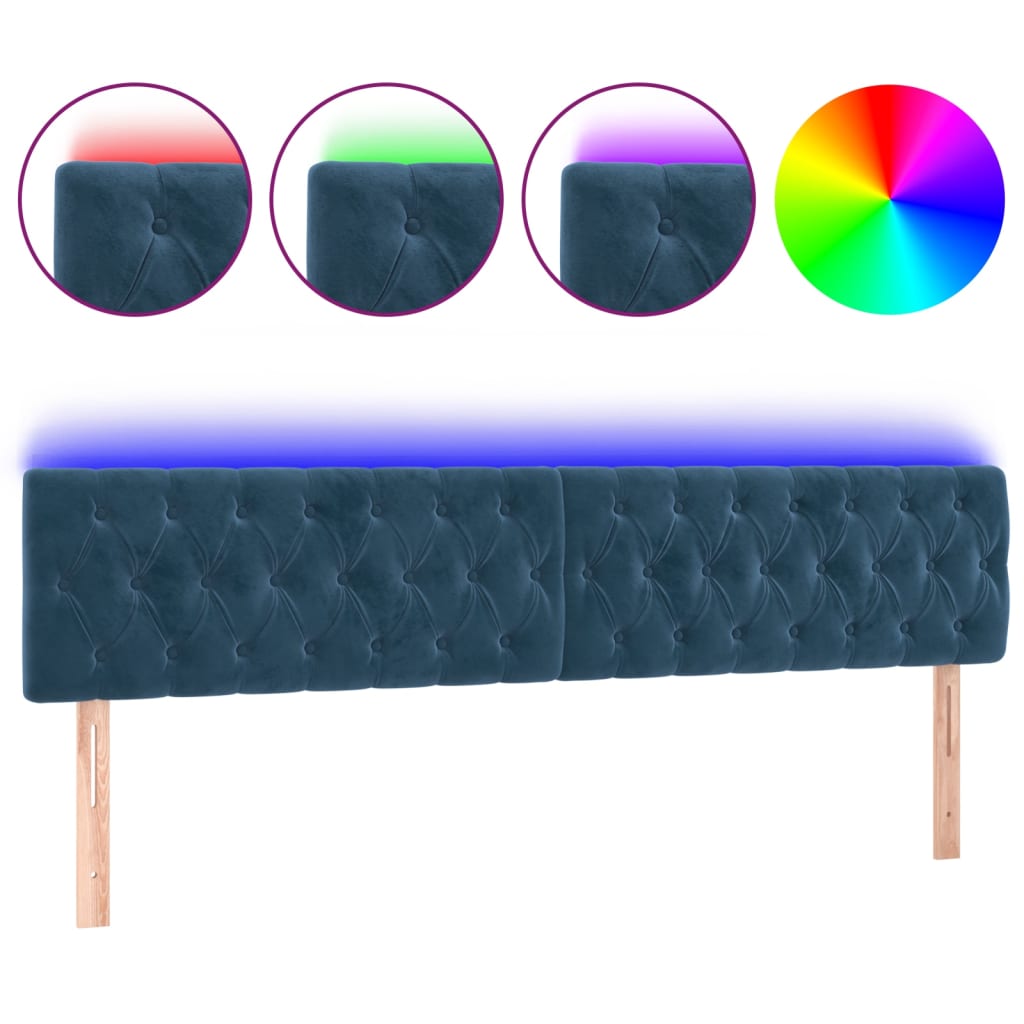 Cabecero con LED de terciopelo 200 Azul