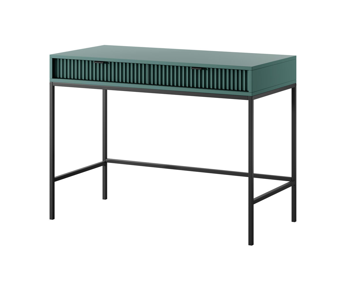 La consola avon y tiene un estilo retro. mide 77x104x50 cm e incluye 2 cajones.