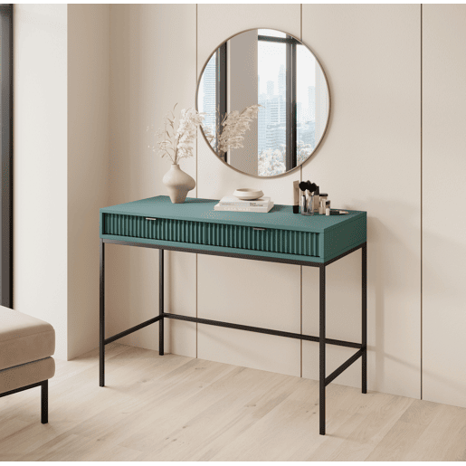 A mesa de consola AVON estilo retro. Mede 77x104x50 cm e inclui 2 gavetas.