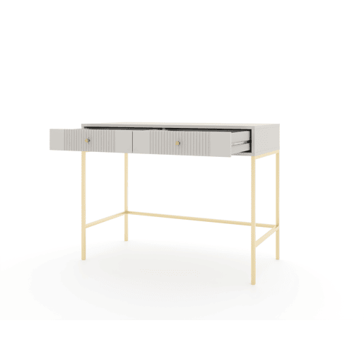 A mesa de consola ISEO apresenta num estilo moderno. Mede 79x104x50 cm e inclui 2 gavetas.