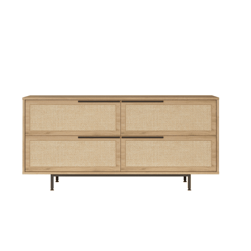 Mesa de consola OCEAN, num estilo moderno, com 74x160x45 cm, 4 portas e 4 prateleiras