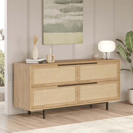 Mesa de consola OCEAN, num estilo moderno, com 74x160x45 cm, 4 portas e 4 prateleiras