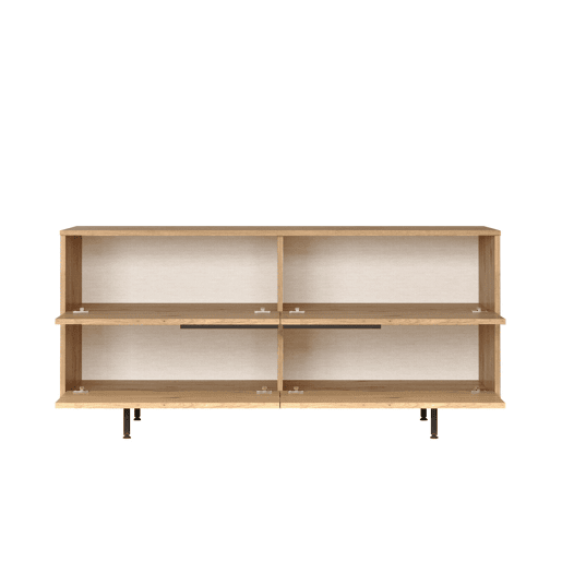 Mesa de consola OCEAN, num estilo moderno, com 74x160x45 cm, 4 portas e 4 prateleiras
