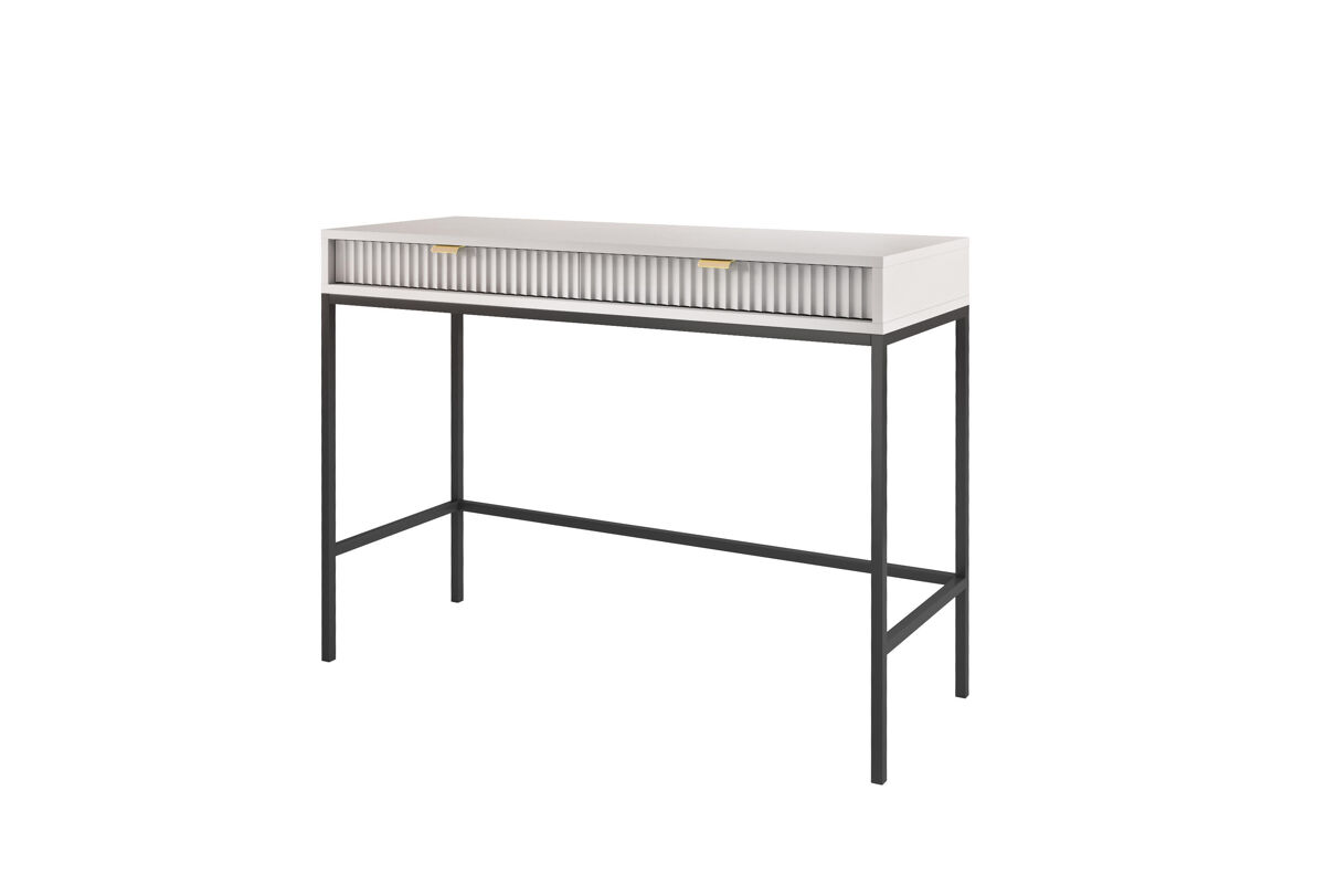 La consola avon y tiene un estilo retro. mide 77x104x50 cm e incluye 2 cajones.