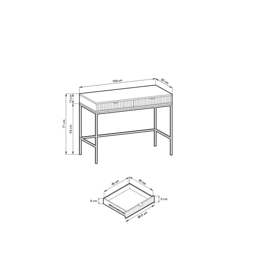 A mesa de consola AVON estilo retro. Mede 77x104x50 cm e inclui 2 gavetas.