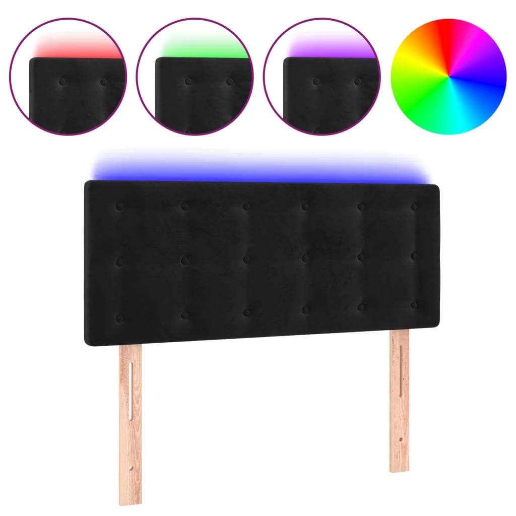 Cabecero con LED de terciopelo 80 Negro