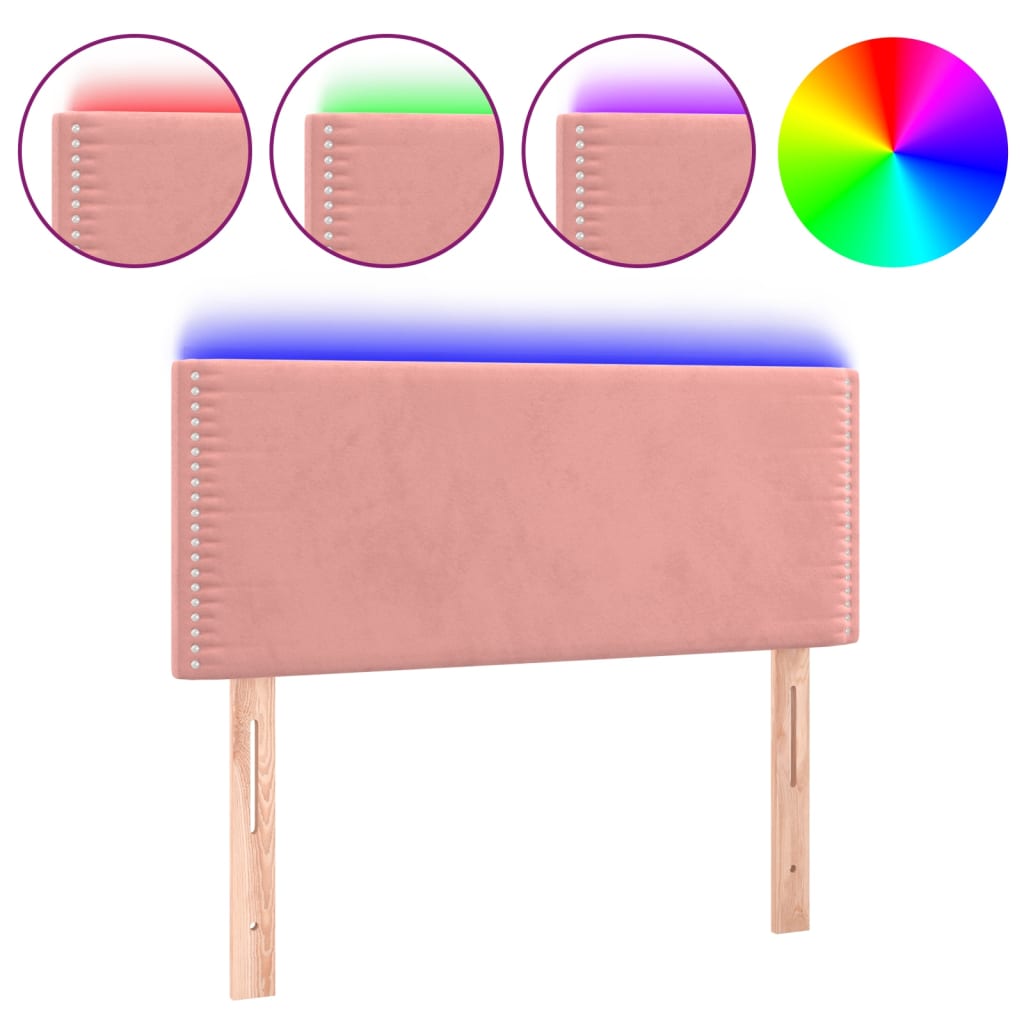 Cabecero con LED de terciopelo 100 Rosa
